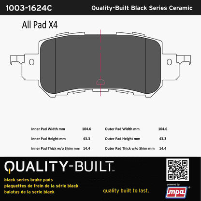 Quality-Built Black Series Ceramic Brake Pads 1003-1624C