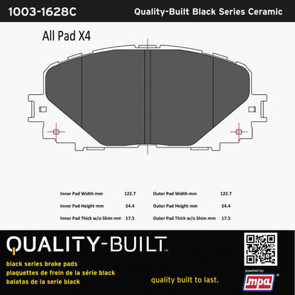 Quality-Built Black Series Ceramic Brake Pads 1003-1628C