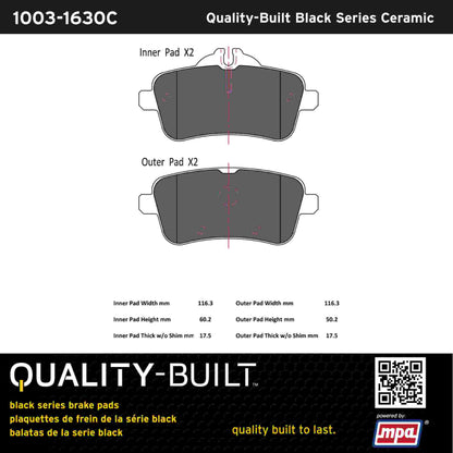 Quality-Built Black Series Ceramic Brake Pads 1003-1630C