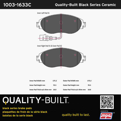Quality-Built Black Series Ceramic Brake Pads 1003-1633C