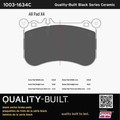 Quality-Built Black Series Ceramic Brake Pads 1003-1634C