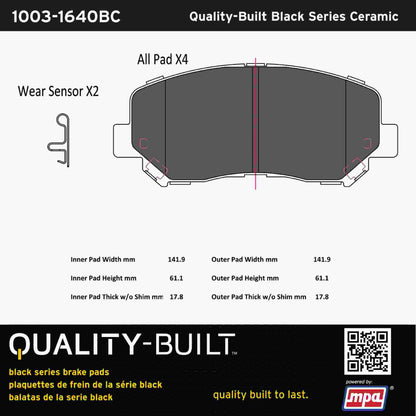Quality-Built Black Series Ceramic Brake Pads 1003-1640BC