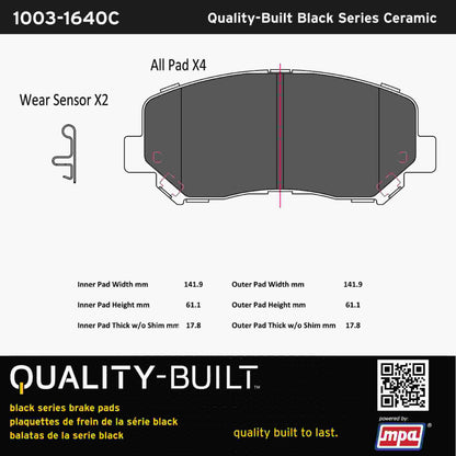 Quality-Built Black Series Ceramic Brake Pads 1003-1640C