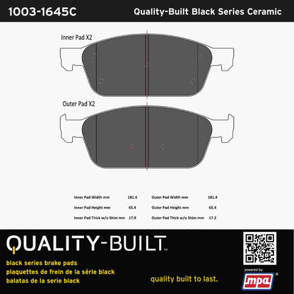 Quality-Built Black Series Ceramic Brake Pads 1003-1645C