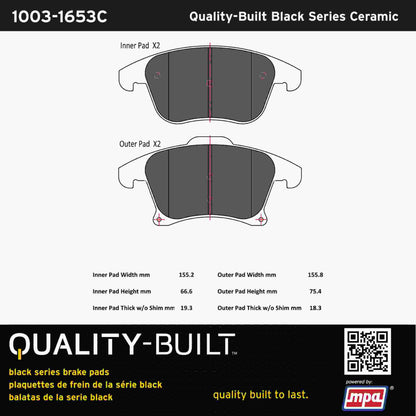 Quality-Built Black Series Ceramic Brake Pads 1003-1653C