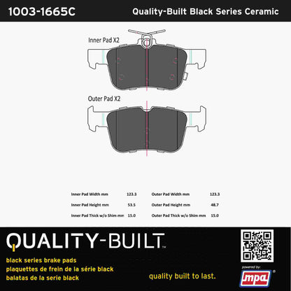 Quality-Built Black Series Ceramic Brake Pads 1003-1665C