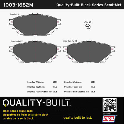 Quality-Built Black Series Semi-Metallic Brake Pads 1003-1682M