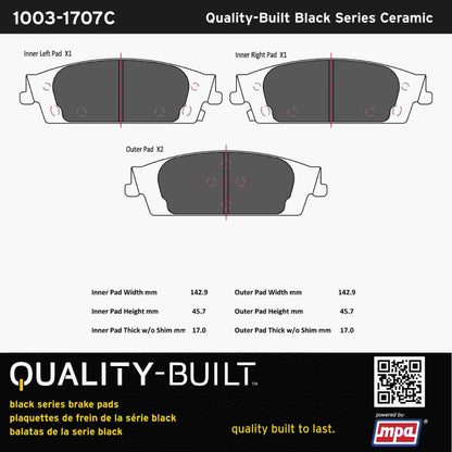 Quality-Built Black Series Ceramic Brake Pads 1003-1707C