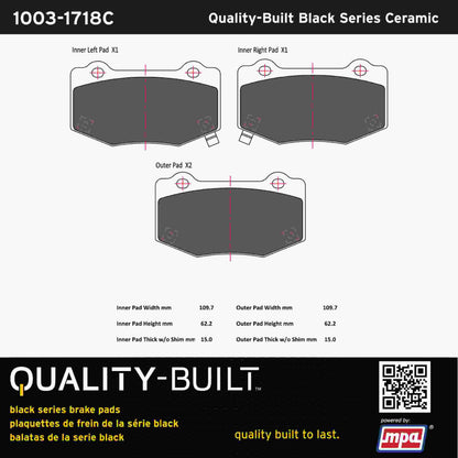 Quality-Built Black Series Ceramic Brake Pads 1003-1718C