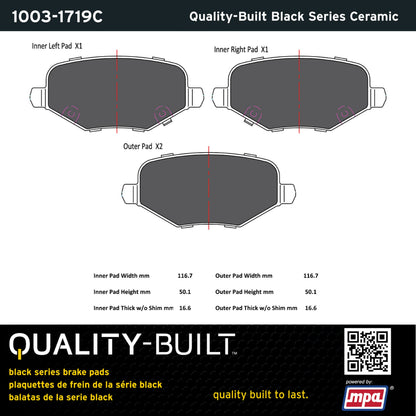 Quality-Built Black Series Ceramic Brake Pads 1003-1719C