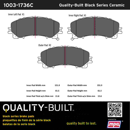 Quality-Built Black Series Ceramic Brake Pads 1003-1736C