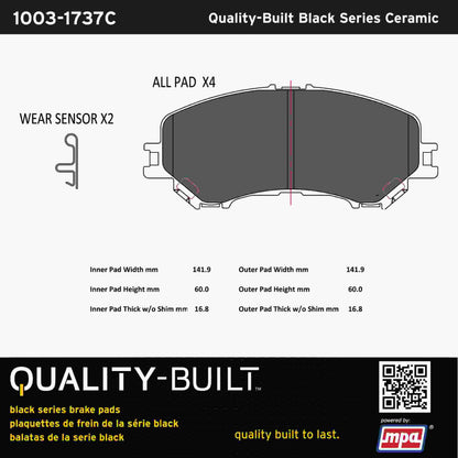 Quality-Built Black Series Ceramic Brake Pads 1003-1737C