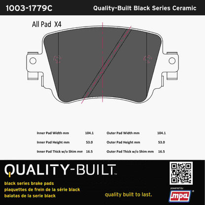 Quality-Built Black Series Ceramic Brake Pads 1003-1779C