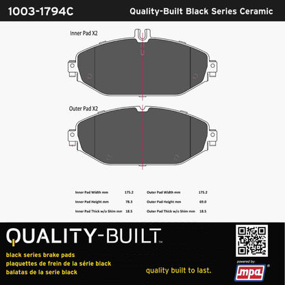 Quality-Built Black Series Ceramic Brake Pads 1003-1794C