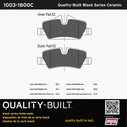 Quality-Built Black Series Ceramic Brake Pads 1003-1800C