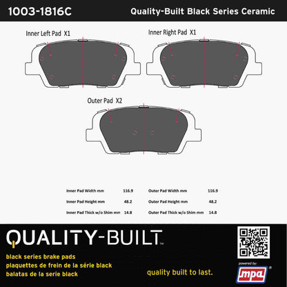 Quality-Built Black Series Ceramic Brake Pads 1003-1816C