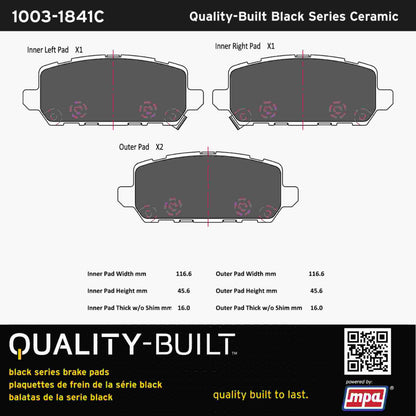 Quality-Built Black Series Ceramic Brake Pads 1003-1841C