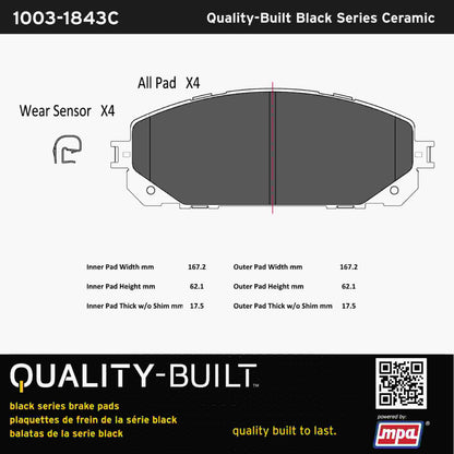 Quality-Built Black Series Ceramic Brake Pads 1003-1843C