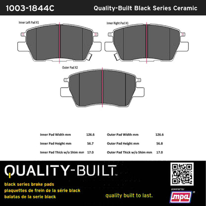 Quality-Built Black Series Ceramic Brake Pads 1003-1844C