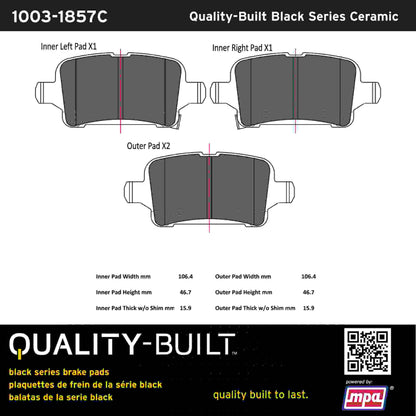 Quality-Built Black Series Ceramic Brake Pads 1003-1857C