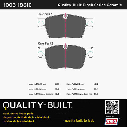 Quality-Built Black Series Ceramic Brake Pads 1003-1861C