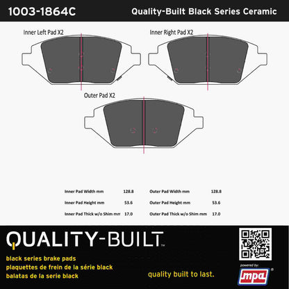 Quality-Built Black Series Ceramic Brake Pads 1003-1864C