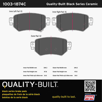 Quality-Built Black Series Ceramic Brake Pads 1003-1874C