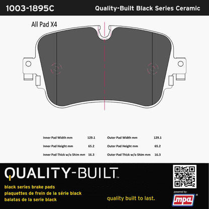 Quality-Built Black Series Ceramic Brake Pads 1003-1895C