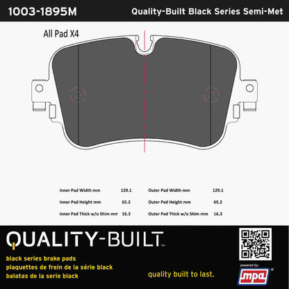 Quality-Built Black Series Semi-Metallic Brake Pads 1003-1895M