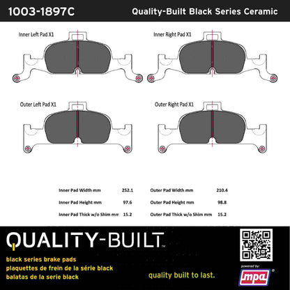 Quality-Built Black Series Ceramic Brake Pads 1003-1897C