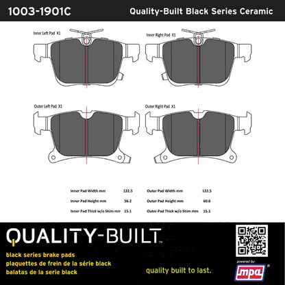 Quality-Built Black Series Ceramic Brake Pads 1003-1901C