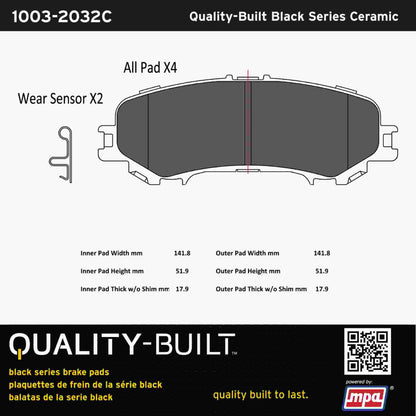 Quality-Built Black Series Ceramic Brake Pads 1003-2032C