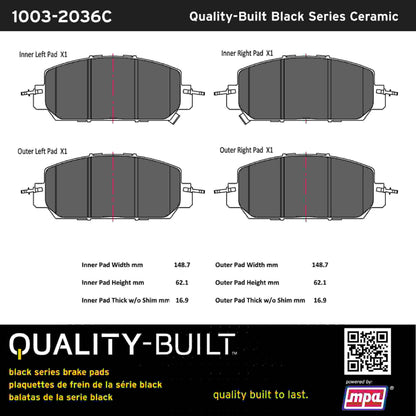 Quality-Built Black Series Ceramic Brake Pads 1003-2036C