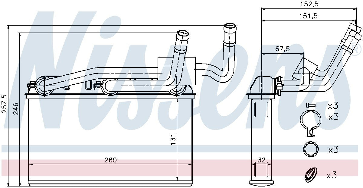 Nissens HVAC Heater Core 70529