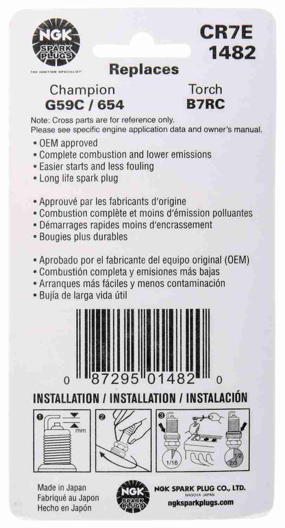 NGK BLYB Spark Plug Box of 6 (CR7E) 1482