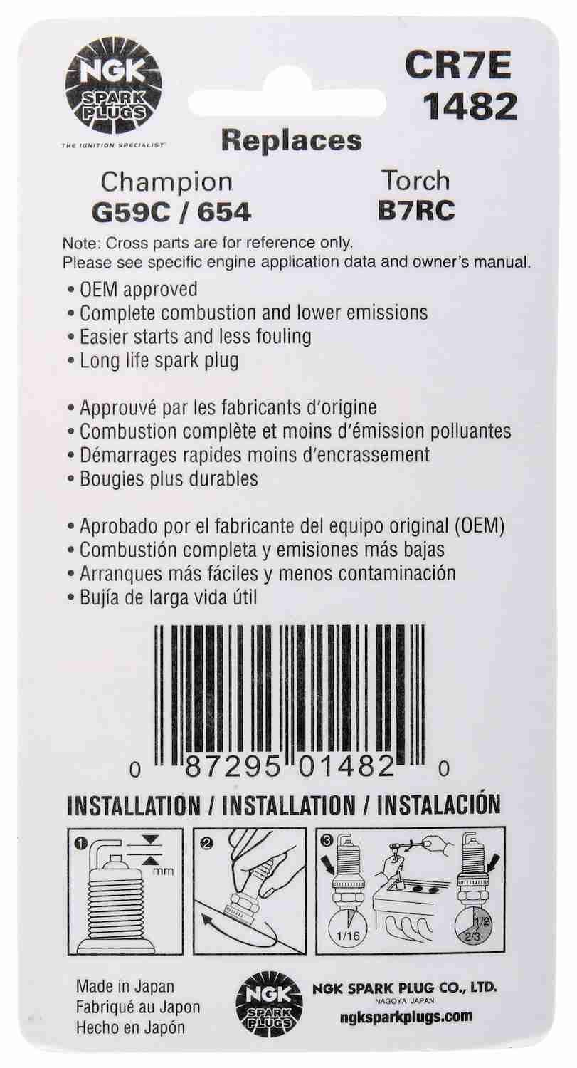 NGK BLYB Spark Plug Box of 6 (CR7E) 1482