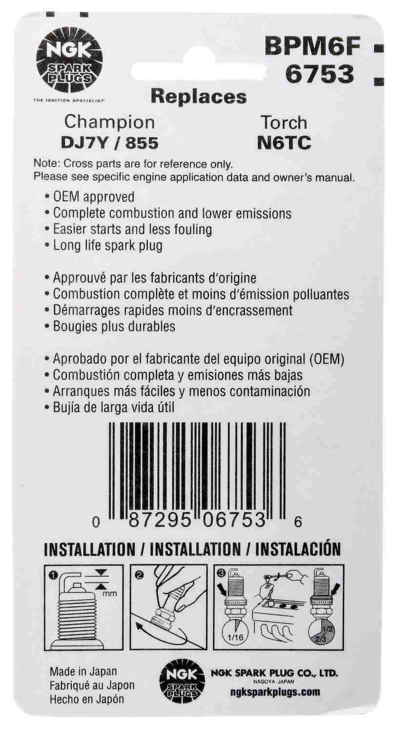 NGK BLYB Spark Plug Box of 6 (BPM6F) 6753
