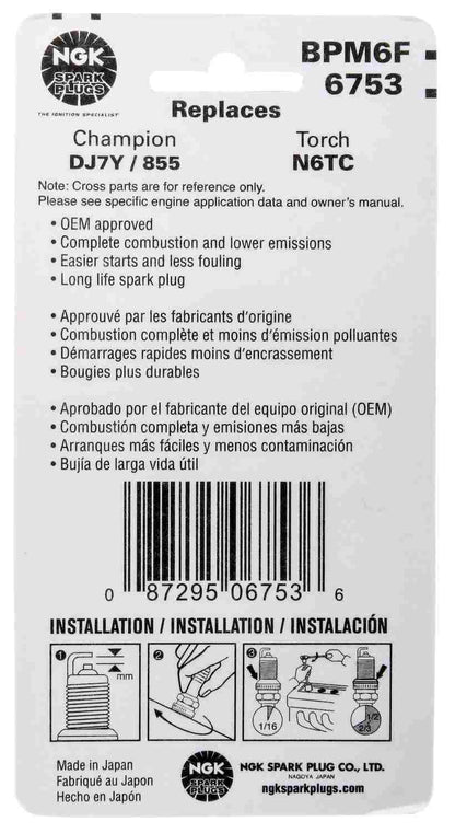 NGK BLYB Spark Plug Box of 6 (BPM6F) 6753