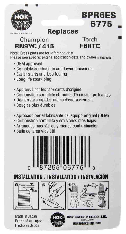 NGK BLYB Spark Plug Box of 6 (BPR6ES) 6775