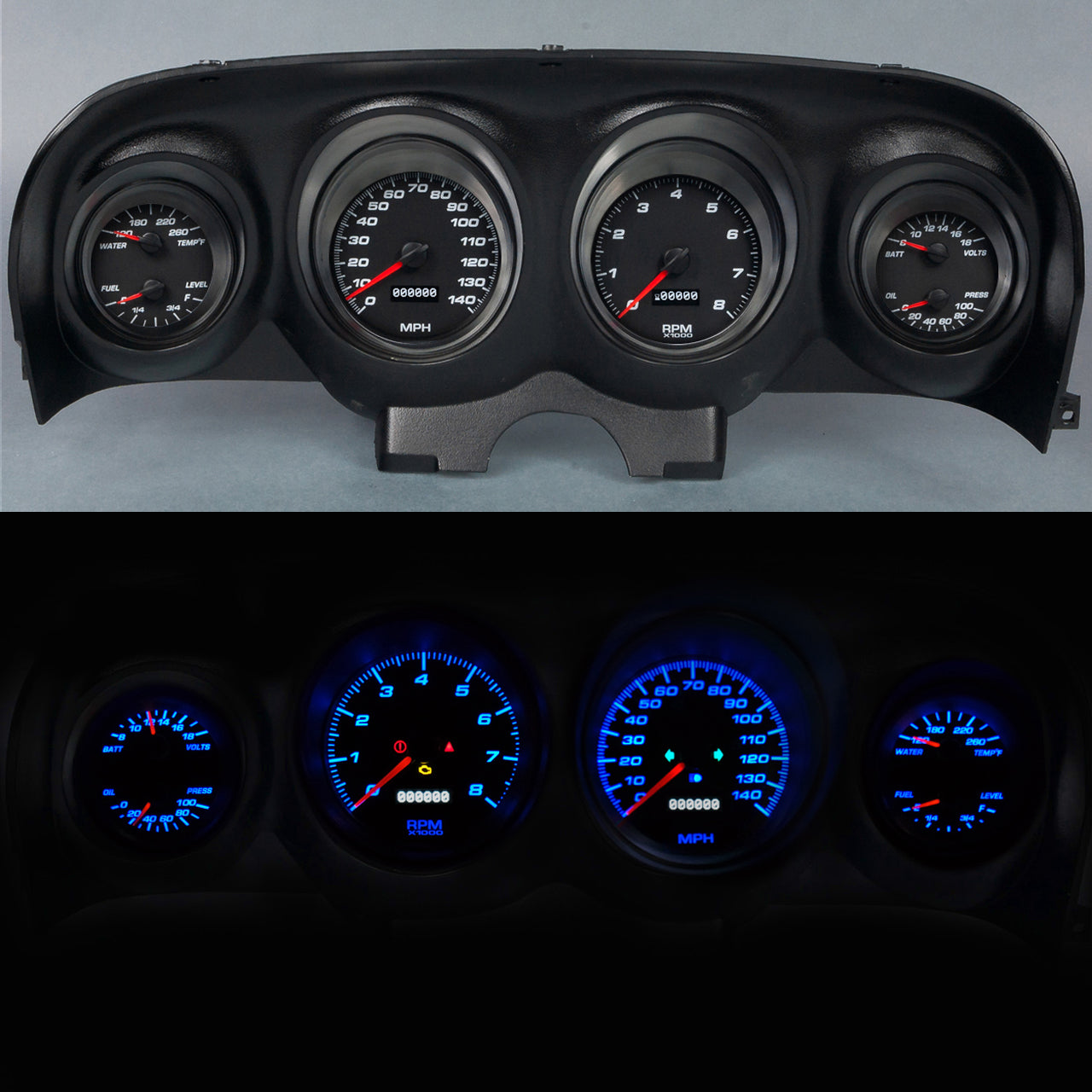 New Vintage USA Gauge Kit Mustang 69-70 Perf II Black Gauge Kits Analog Gauge Kits main image