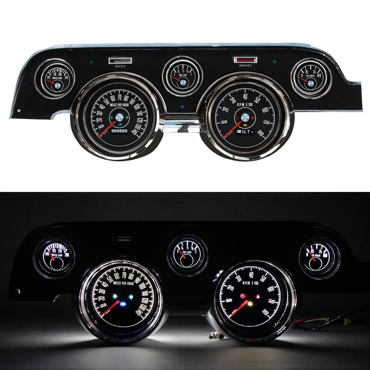 New Vintage USA Gauge Kit Mustang 67-68 153 Series Wired Gauge Kits Analog Gauge Kits main image