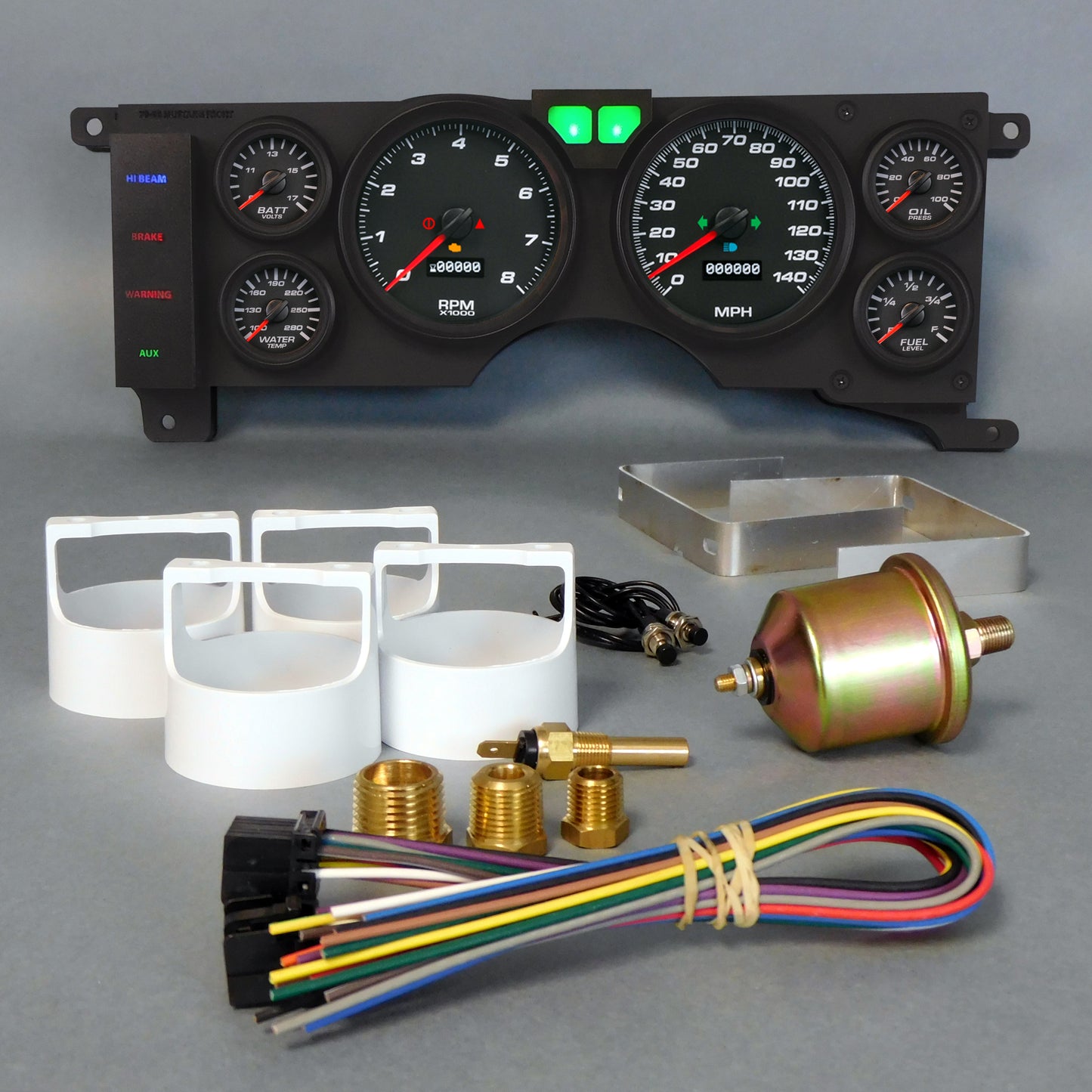 New Vintage USA Gauge Kit Mustang 78-86 Perf II Blk Gauge Kits Analog Gauge Kits main image