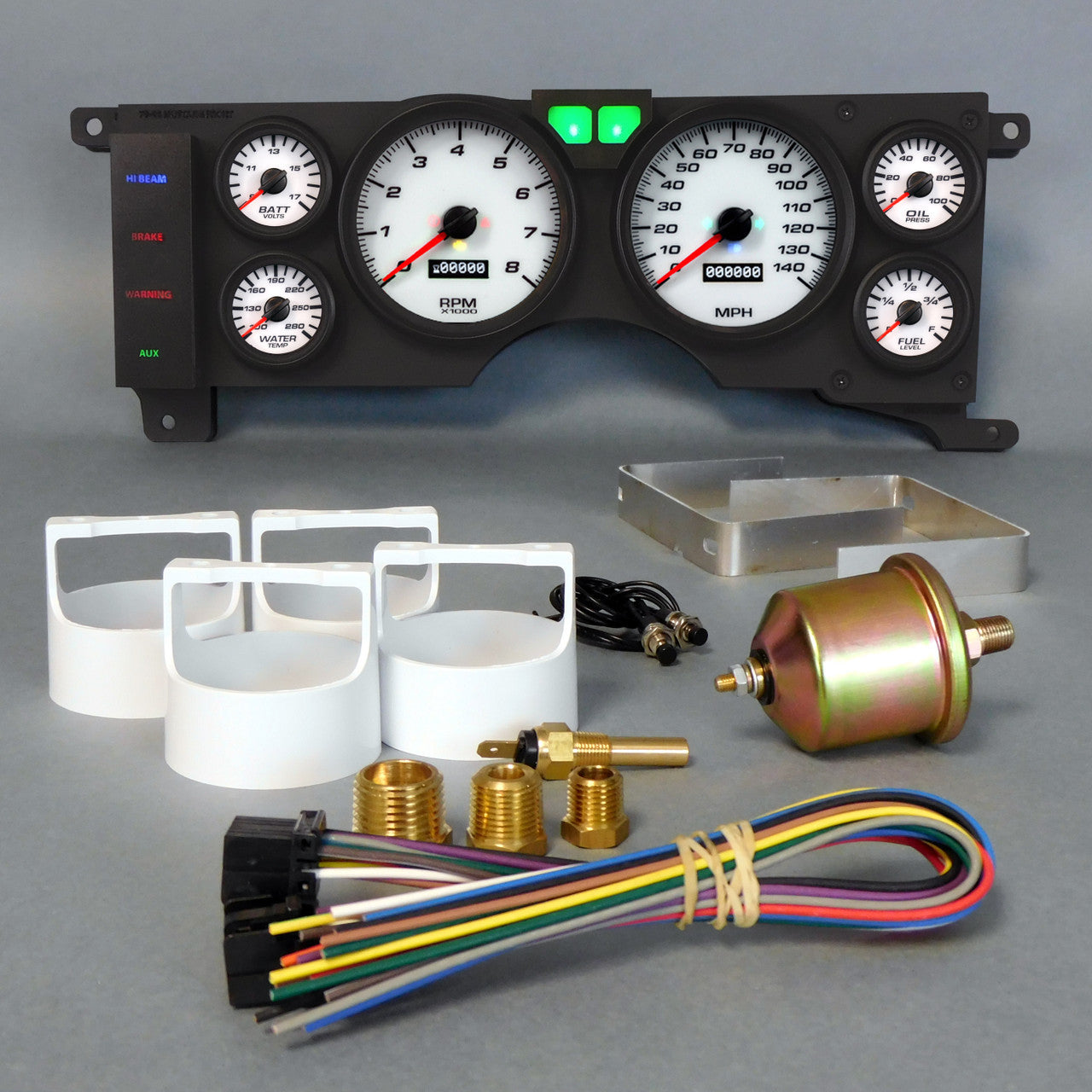 New Vintage USA Gauge Kit Mustang 78-86 Perf II Wht Gauge Kits Analog Gauge Kits main image