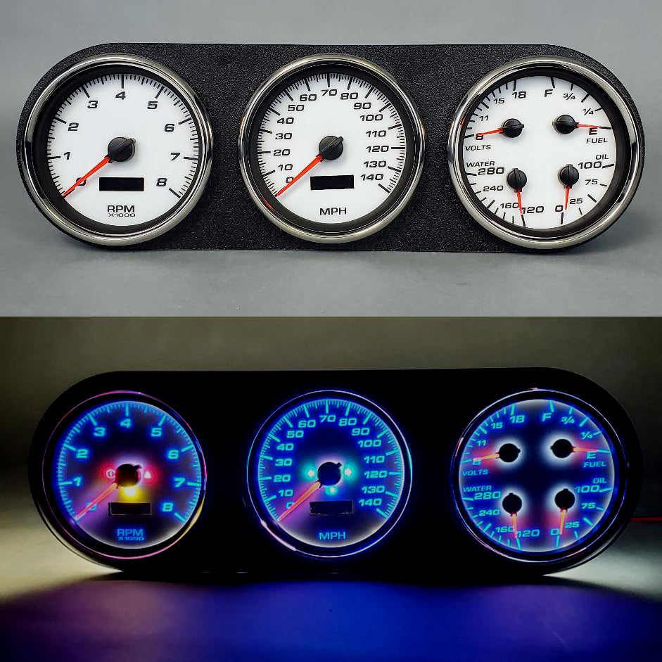 New Vintage USA Gauge Kit Dodge Truck 81-93 Perf II Wht Gauge Kits Analog Gauge Kits main image