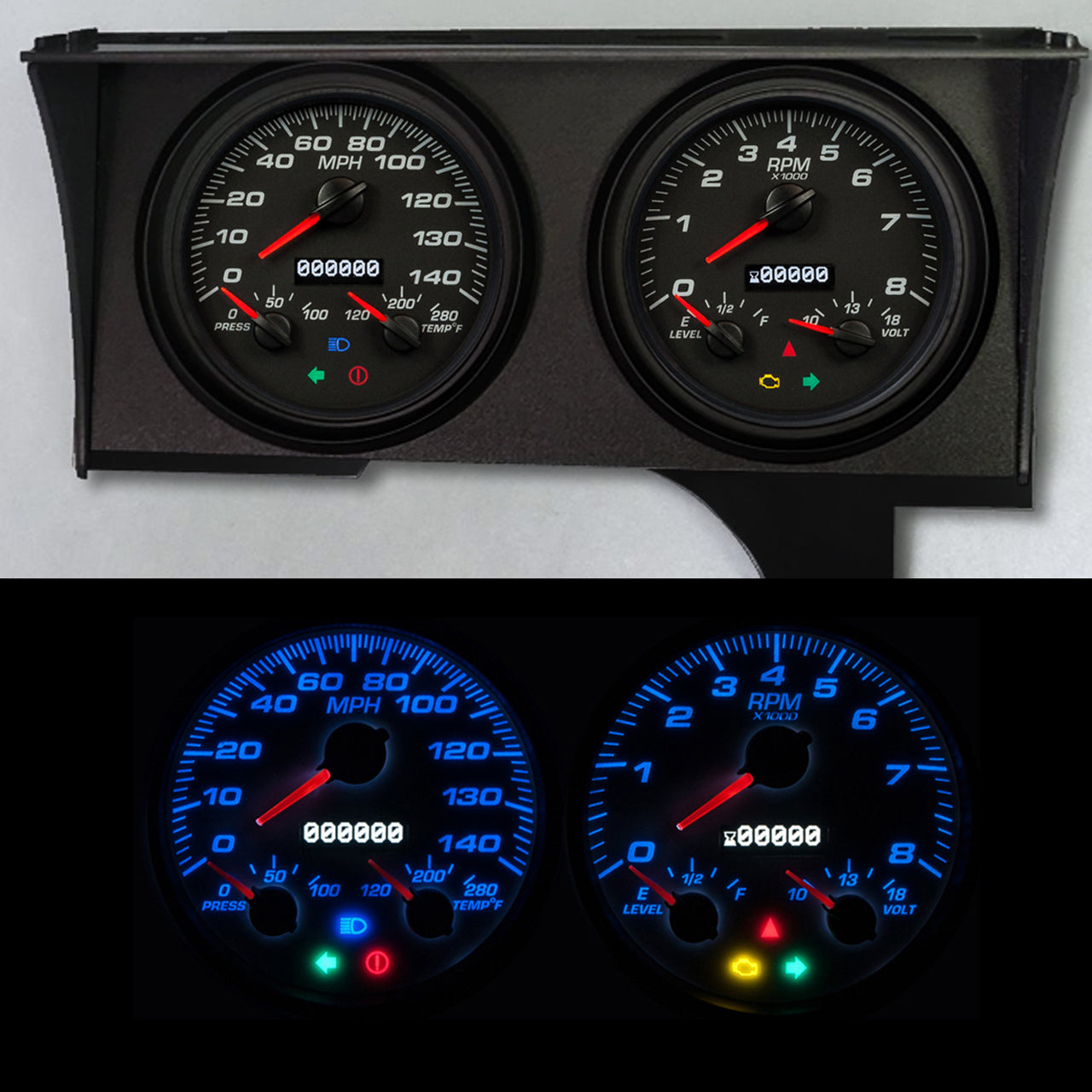 New Vintage USA Gauge Kit GM Monte Carlo 78-88 Perf II Blk Gauge Kits Analog Gauge Kits main image