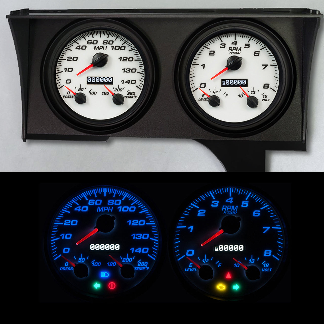 New Vintage USA Gauge Kit GM Monte Carlo 78-88 Perf II Wht Gauge Kits Analog Gauge Kits main image