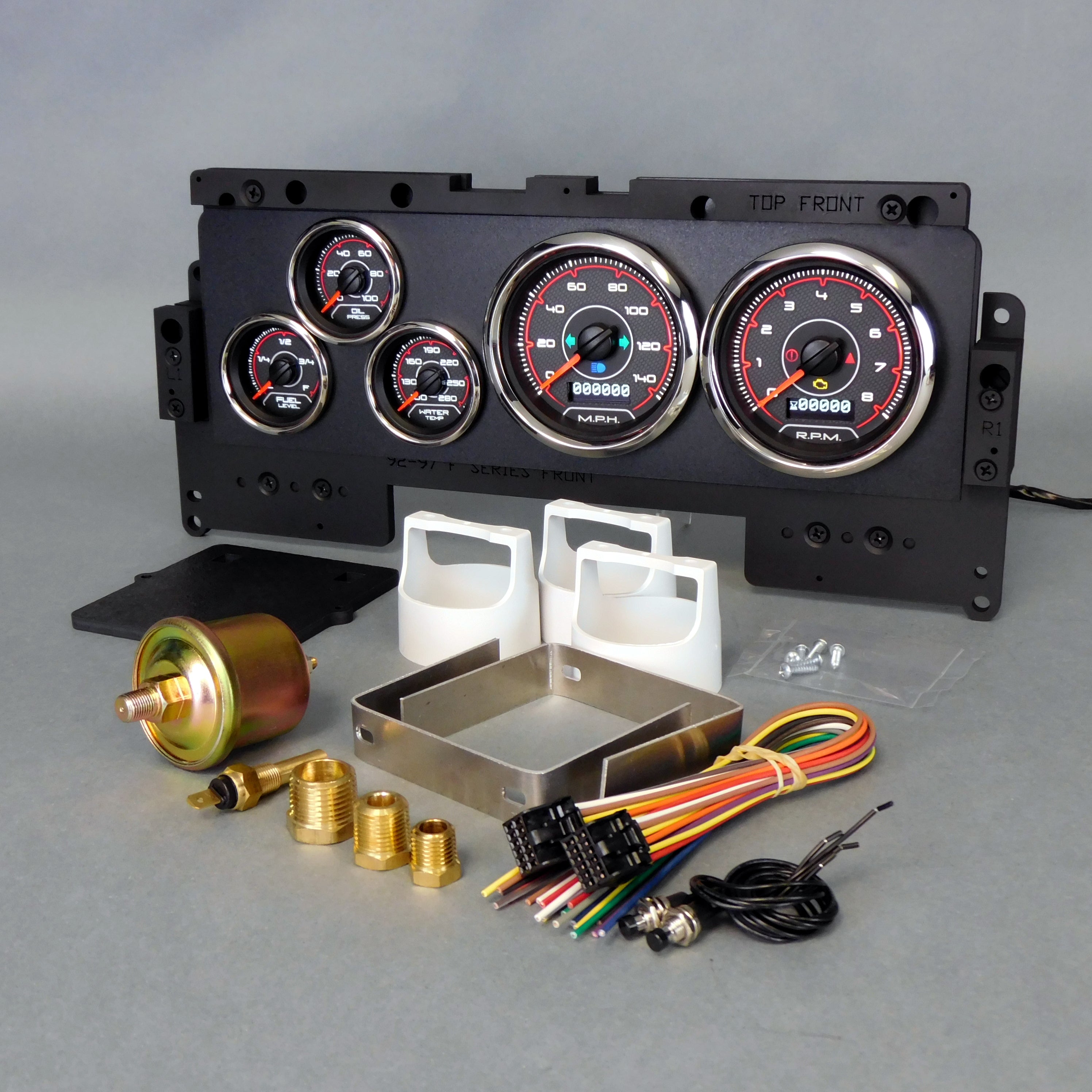 New Vintage USA Gauge Kit Ford Truck 92-96 F/S CFR Red Gauge Kits Analog Gauge Kits main image