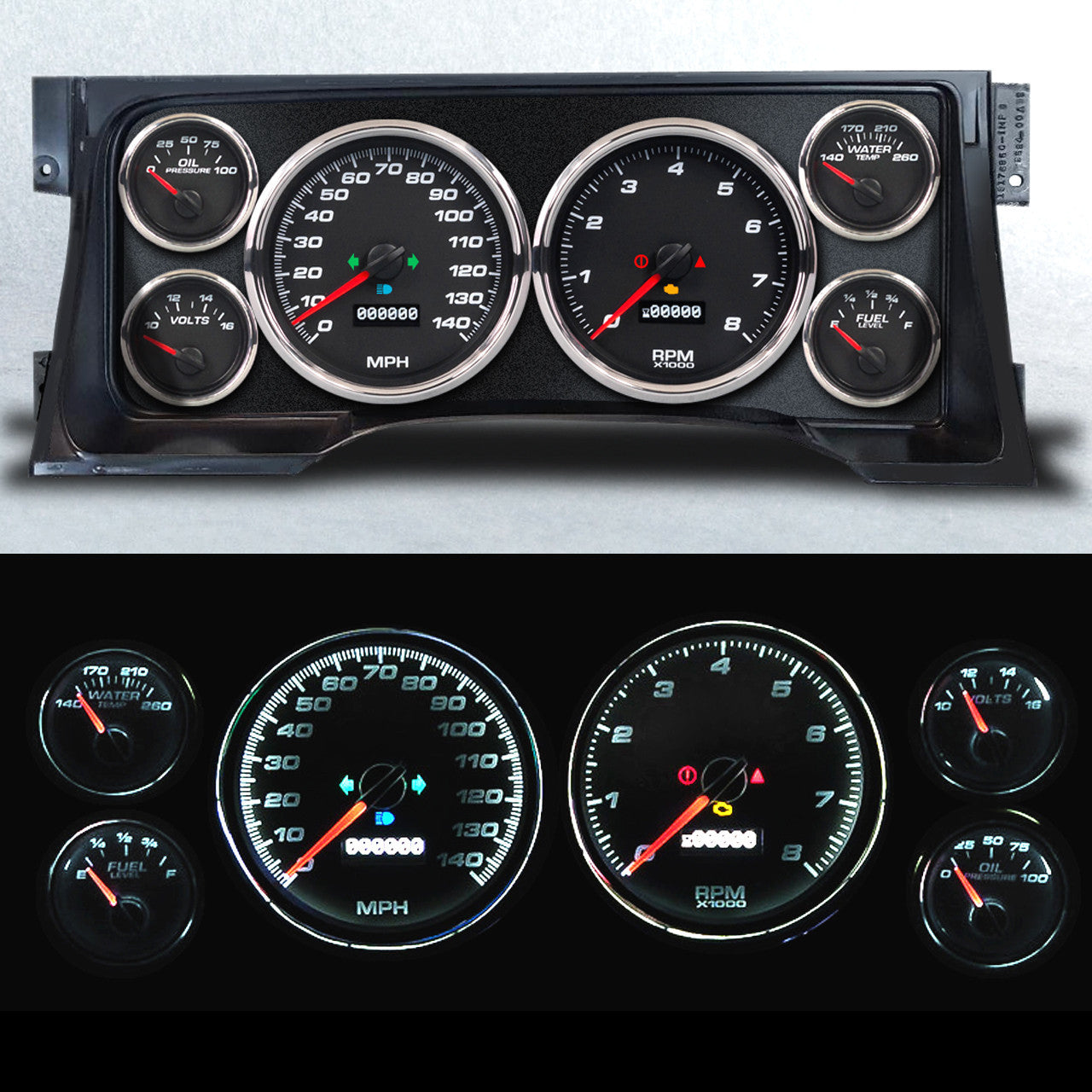 NEW VINTAGE USA Gauge Kit GM Truck 95-98 Performance Black Gauges and Accessories Gauge Kits main image