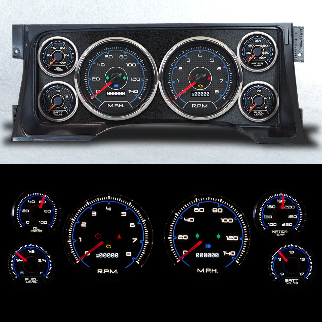 NEW VINTAGE USA Gauge Kit GM Truck 95-98 CFR Blue Gauges and Accessories Gauge Kits main image