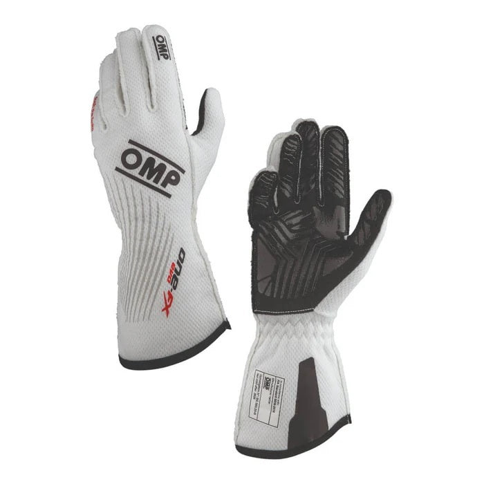 OMP RACING, INC. ONE EVO FX GLOVES my2026 FIA 8856-2018 WHITE SZ. Safety Equipment Safety Clothing main image